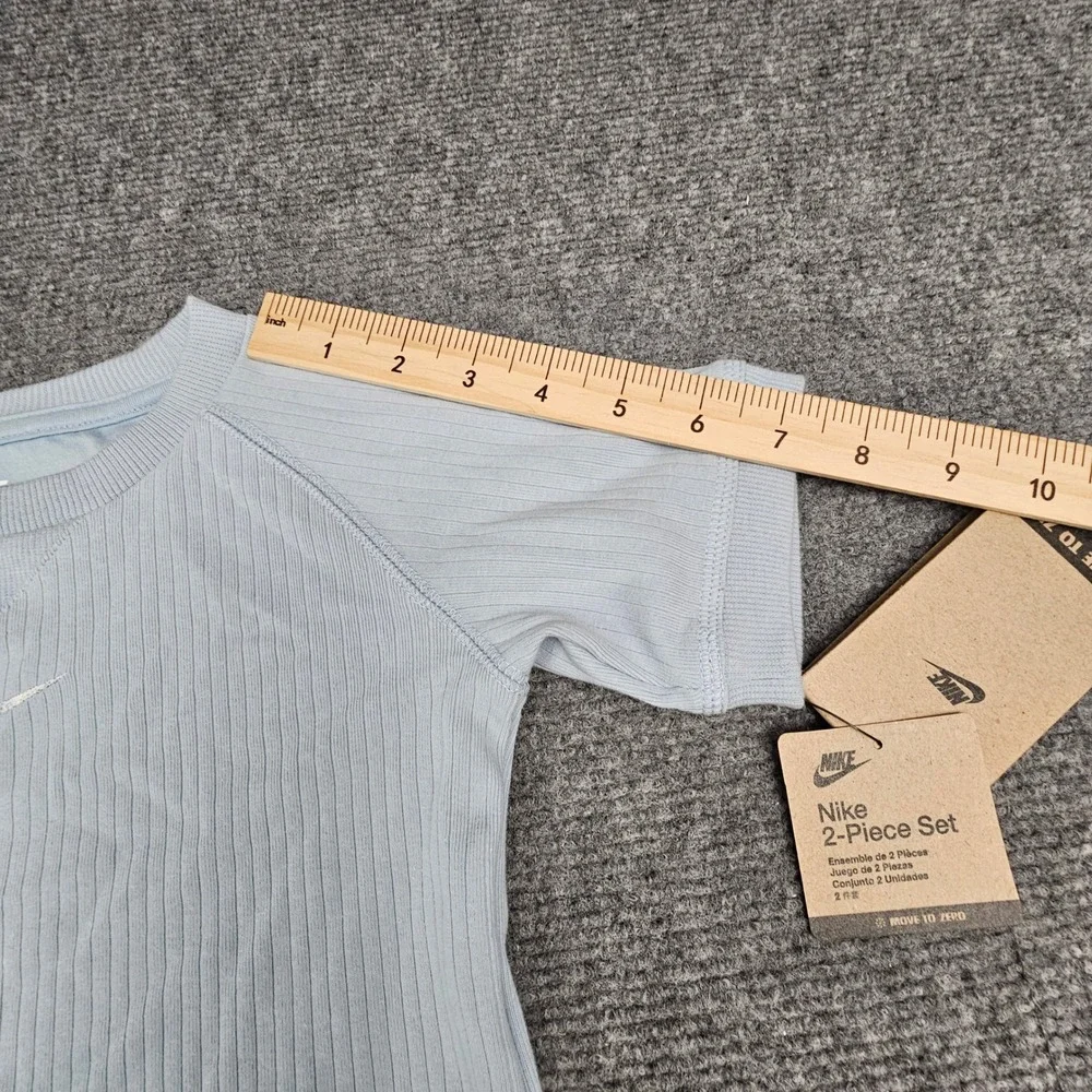 Nike Unisex 2-Piece Set Ribbed T-Shirt and Shorts Organic Cotton Blue 24M - Picture 6 of 14
